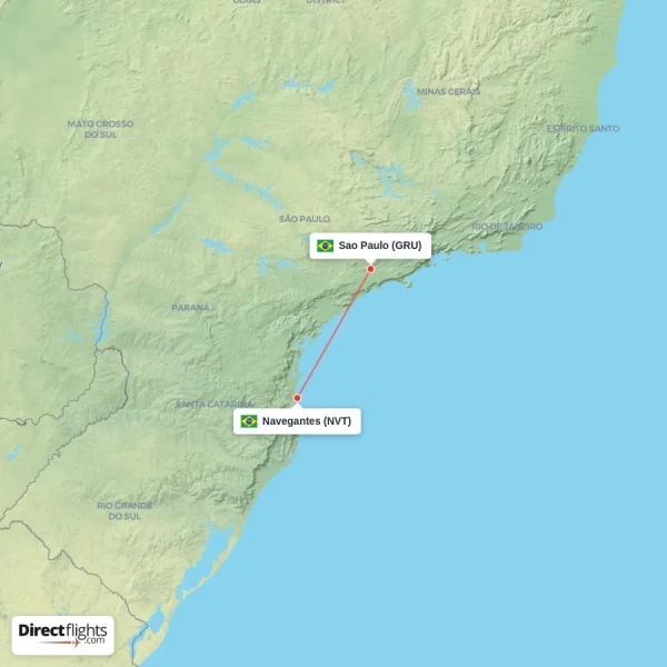 Sao Paulo - Navegantes direct flight map