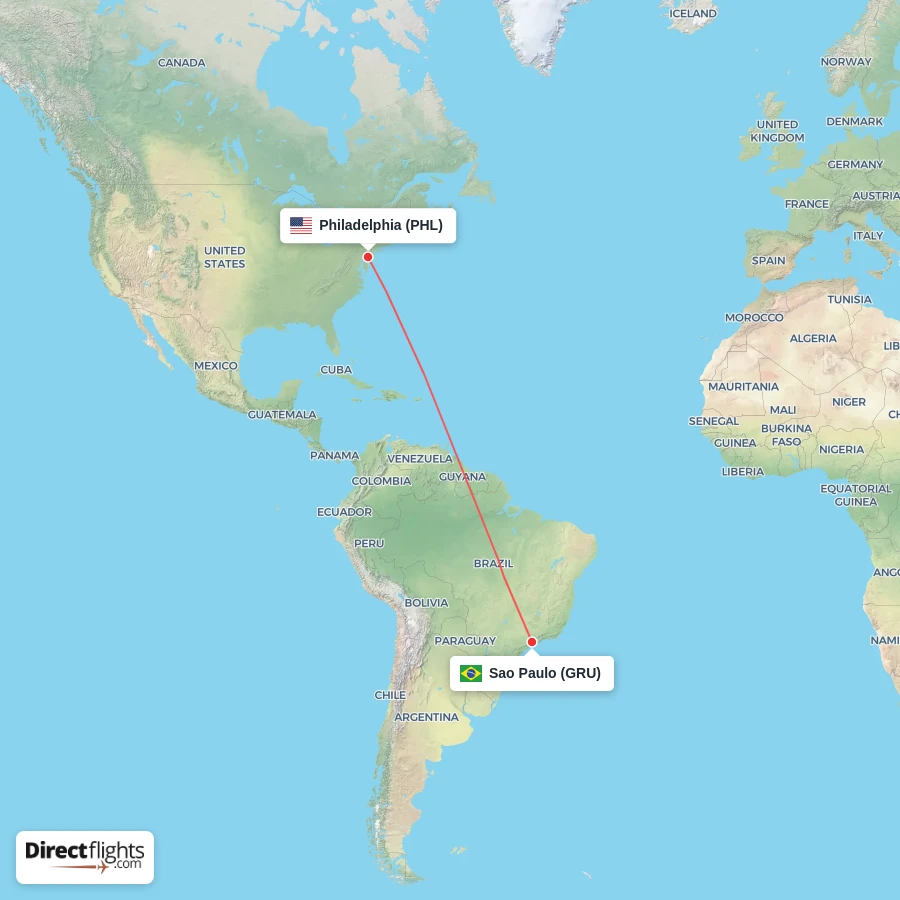 GRU - PHL route map