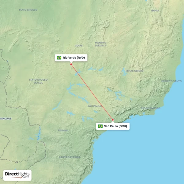 Sao Paulo - Rio Verde direct flight map