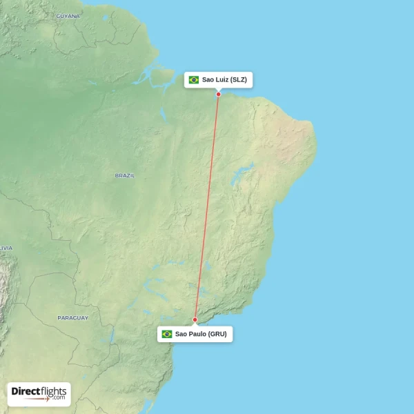 Sao Paulo - Sao Luiz direct flight map