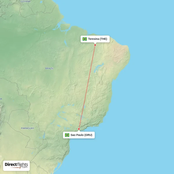 Sao Paulo - Teresina direct flight map