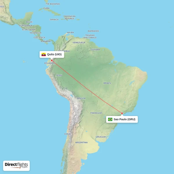 Sao Paulo - Quito direct flight map