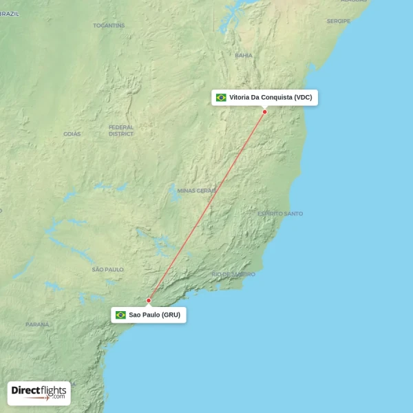 Sao Paulo - Vitoria Da Conquista direct flight map