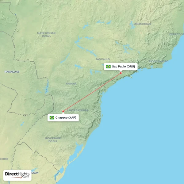 Sao Paulo - Chapeco direct flight map