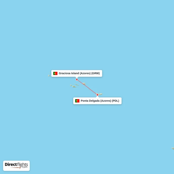 Graciosa Island (Azores) - Ponta Delgada (Azores) direct flight map