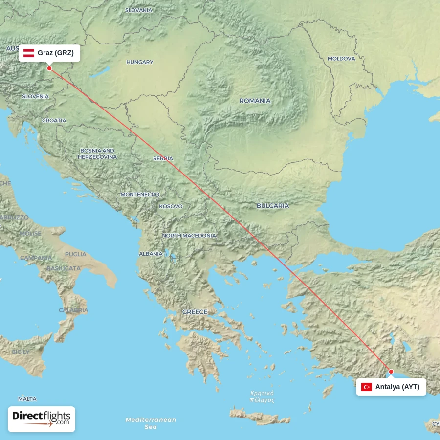 GRZ - AYT route map