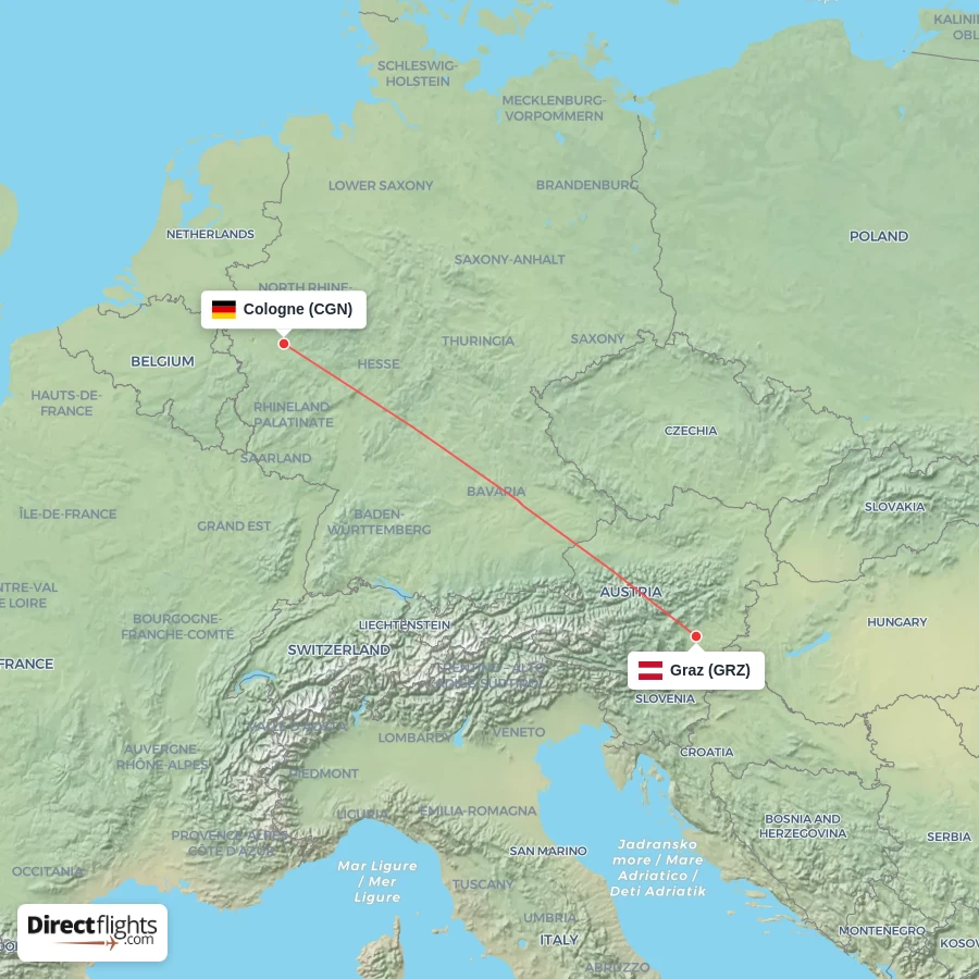GRZ - CGN route map