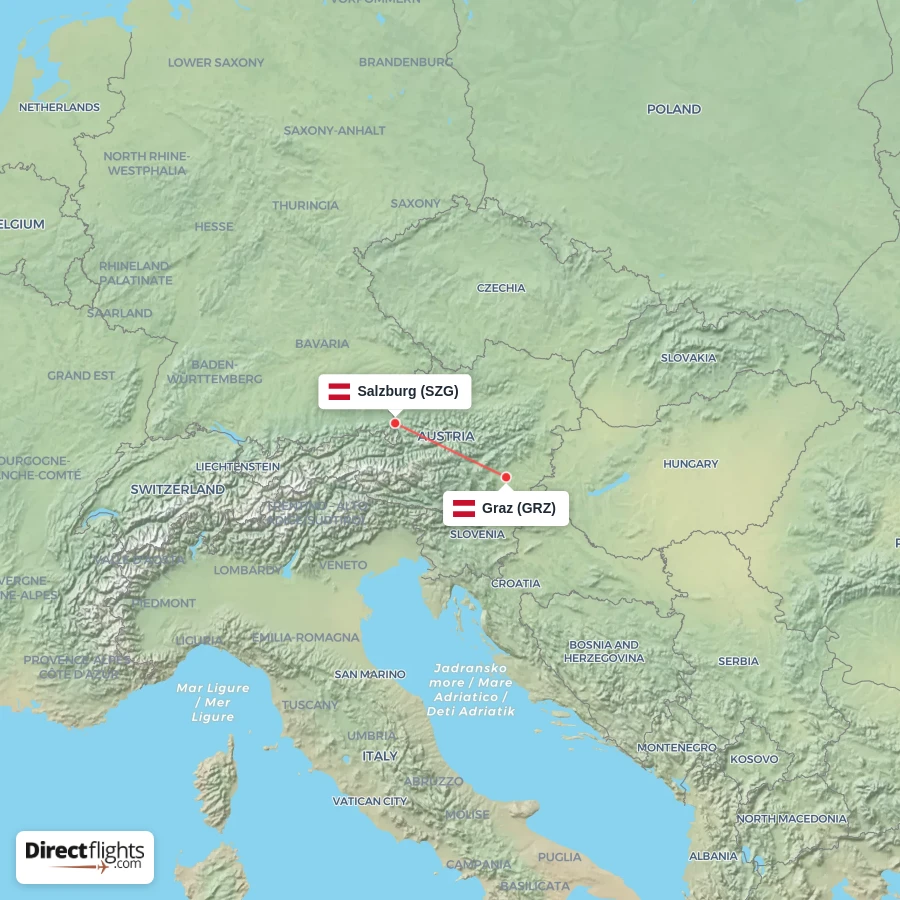 GRZ - SZG route map