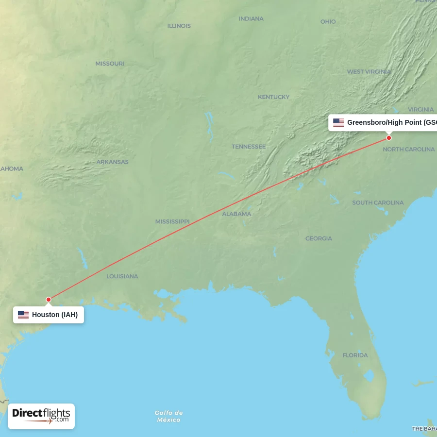 GSO - IAH route map