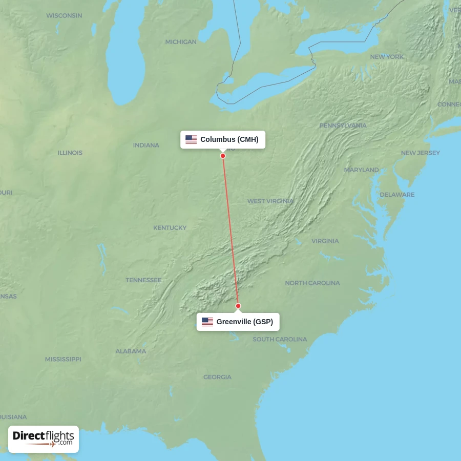 GSP - CMH route map