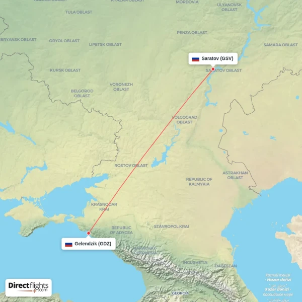 Saratov - Gelendzik direct flight map