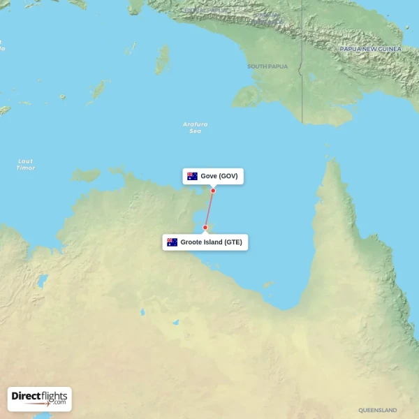 Groote Island - Gove direct flight map