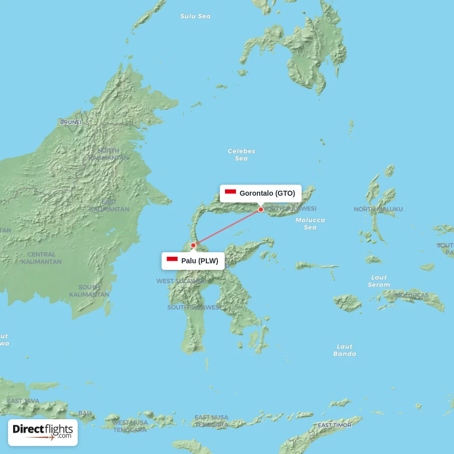 GTO - PLW route map
