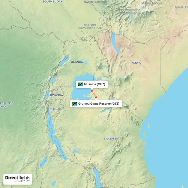 Grumeti Game Reserve - Musoma direct flight map