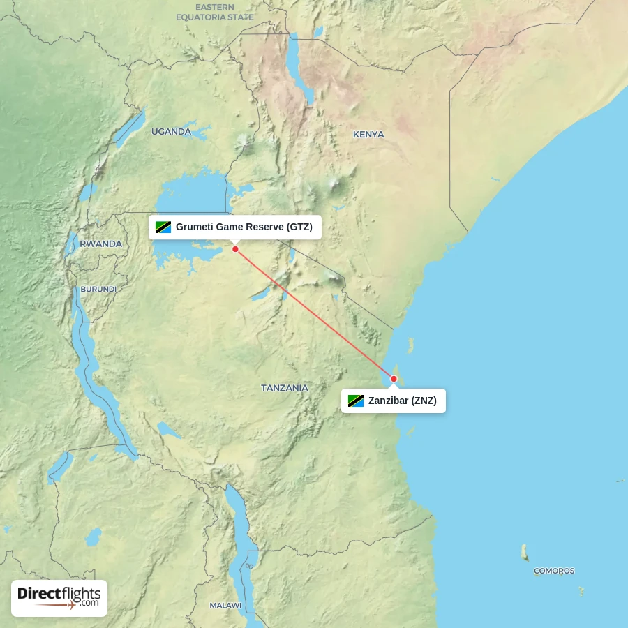 GTZ - ZNZ route map