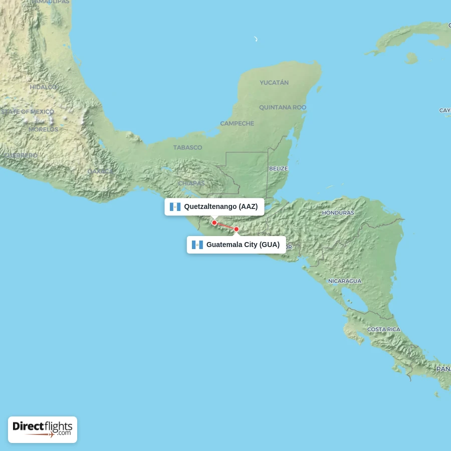 GUA - AAZ route map