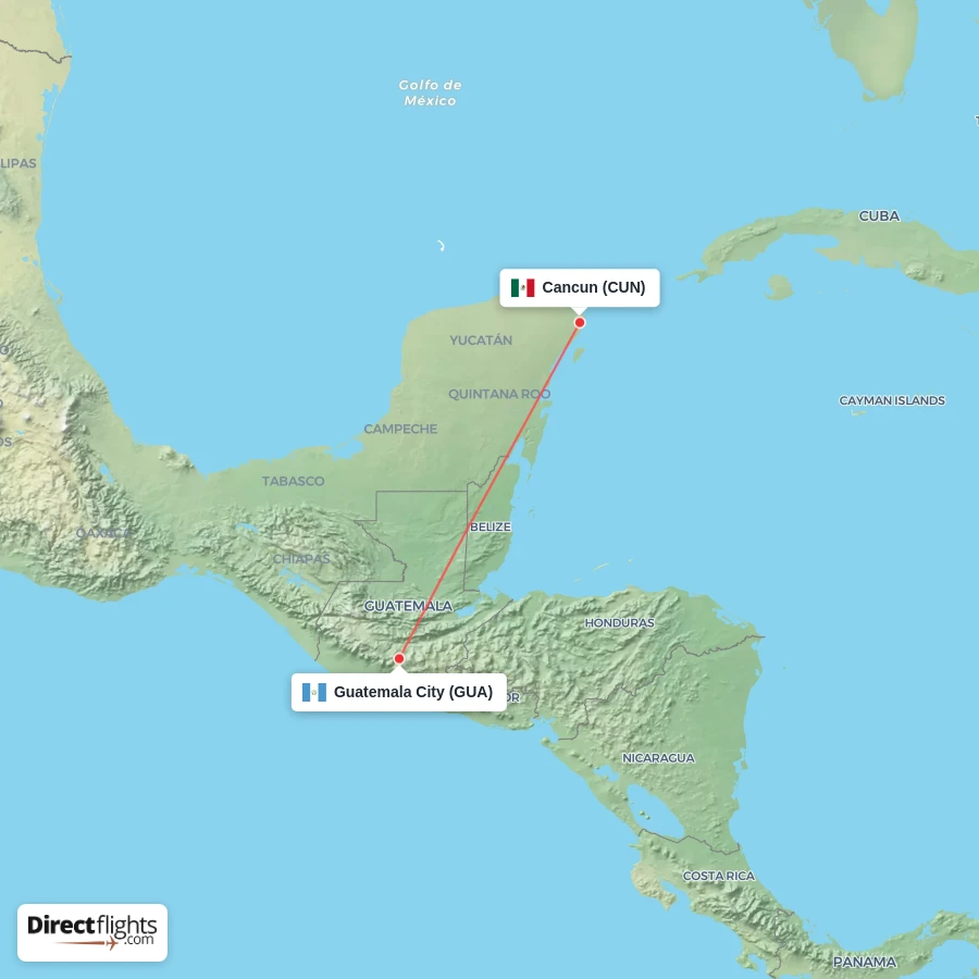 GUA - CUN route map