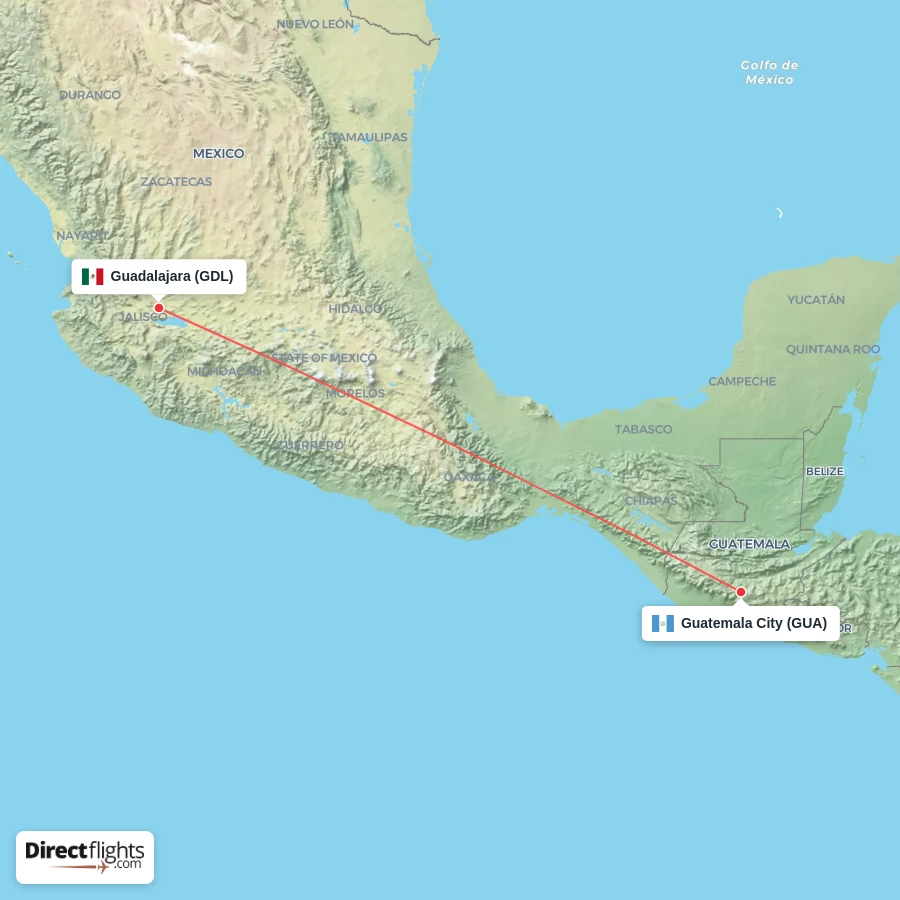 GUA - GDL route map