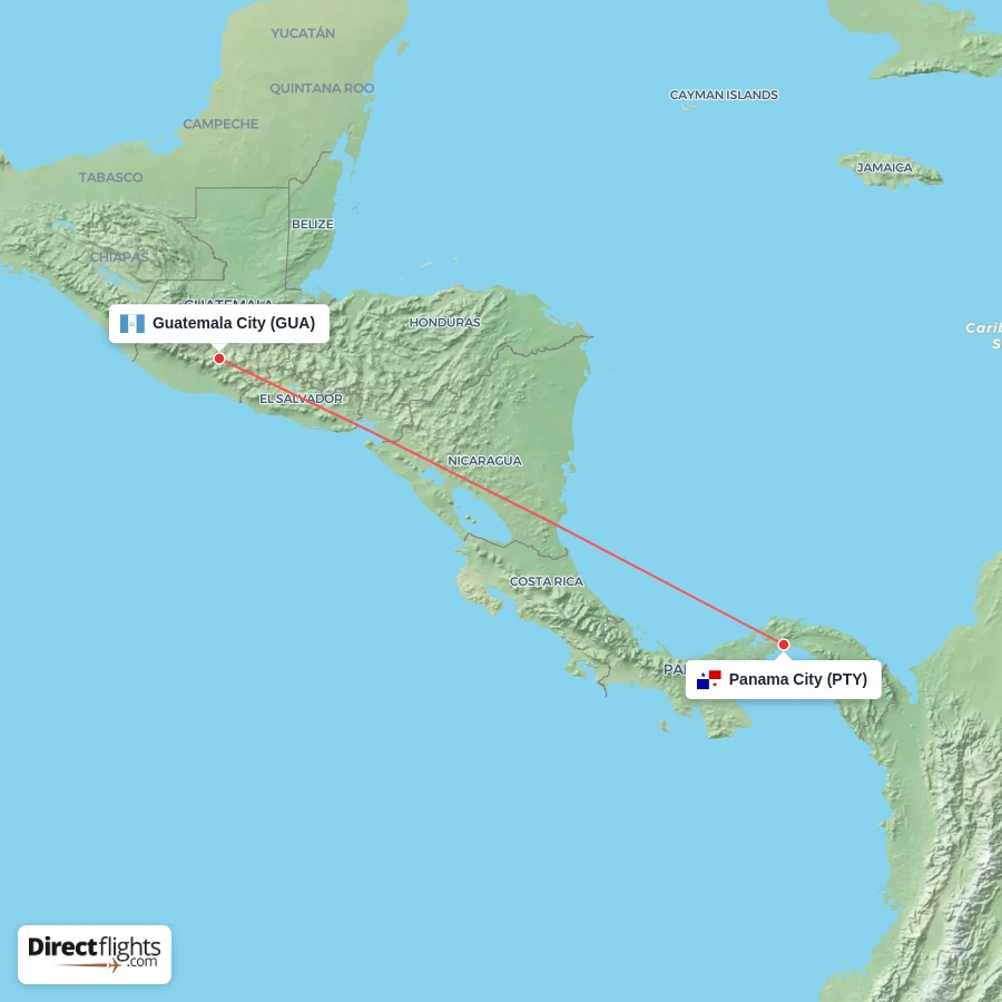GUA - PTY route map