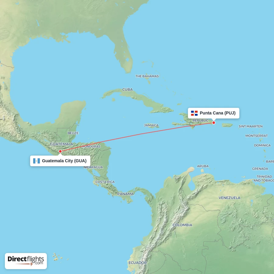 GUA - PUJ route map