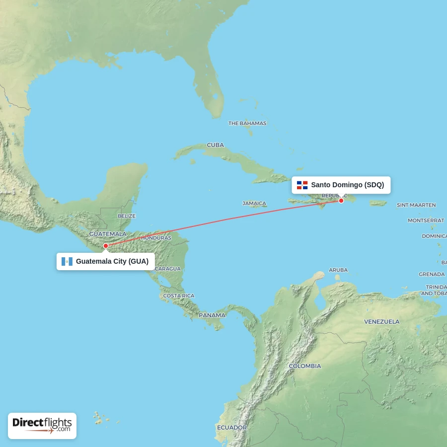 GUA - SDQ route map