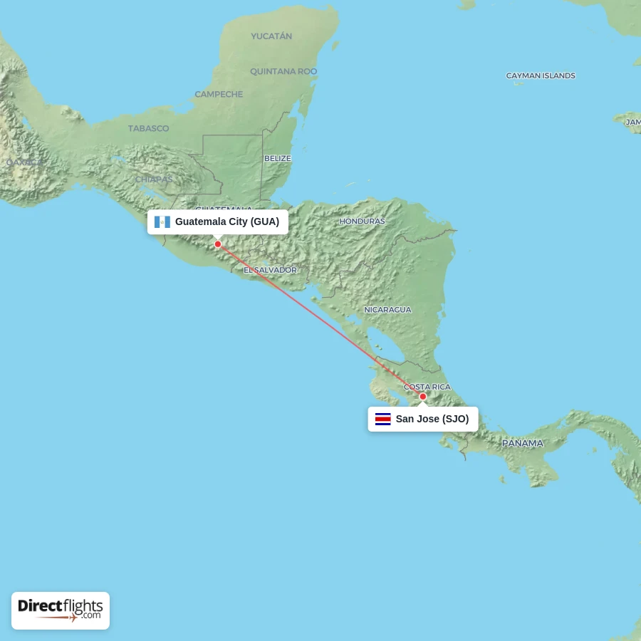 GUA - SJO route map
