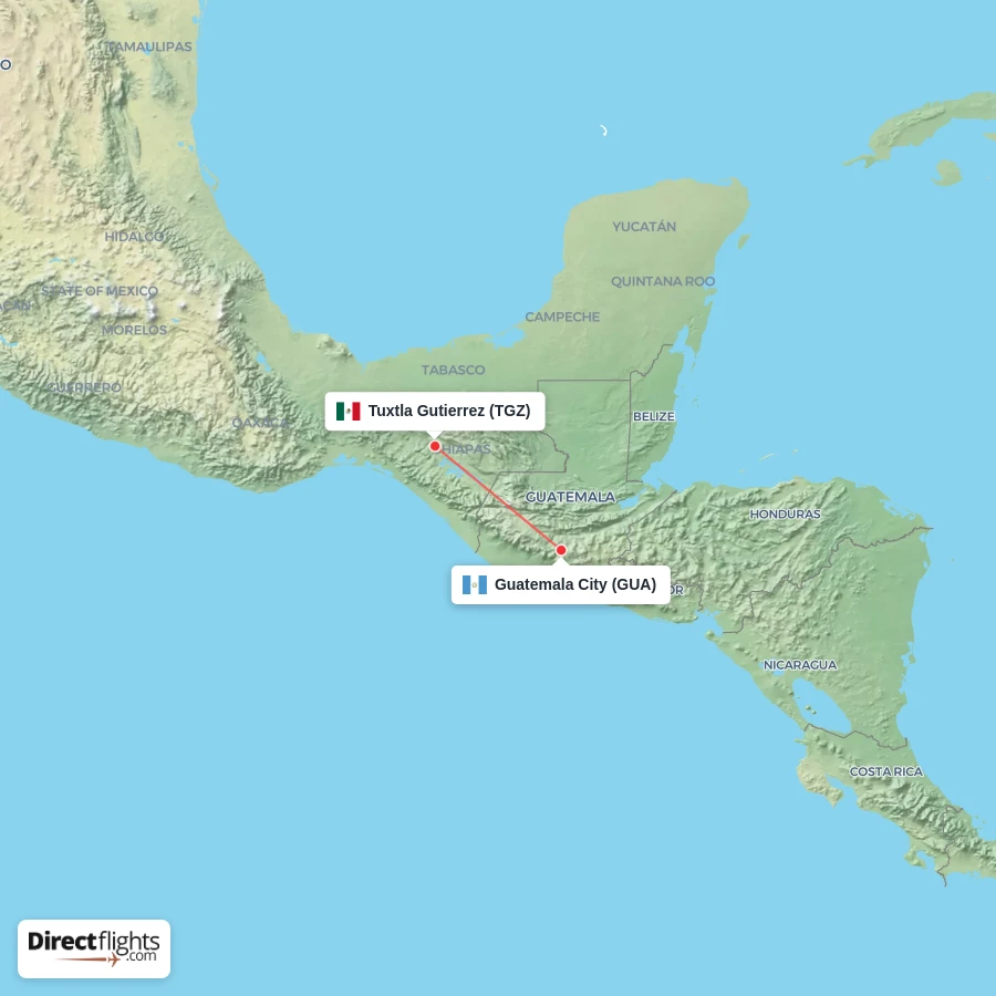 GUA - TGZ route map