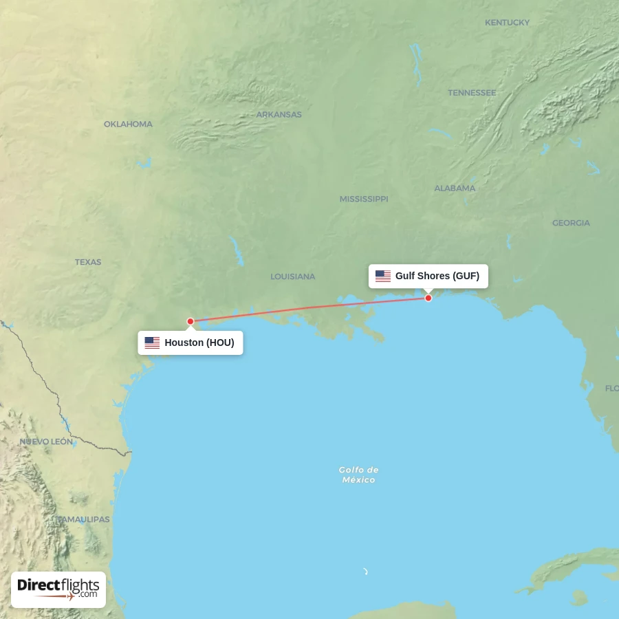 GUF - HOU route map
