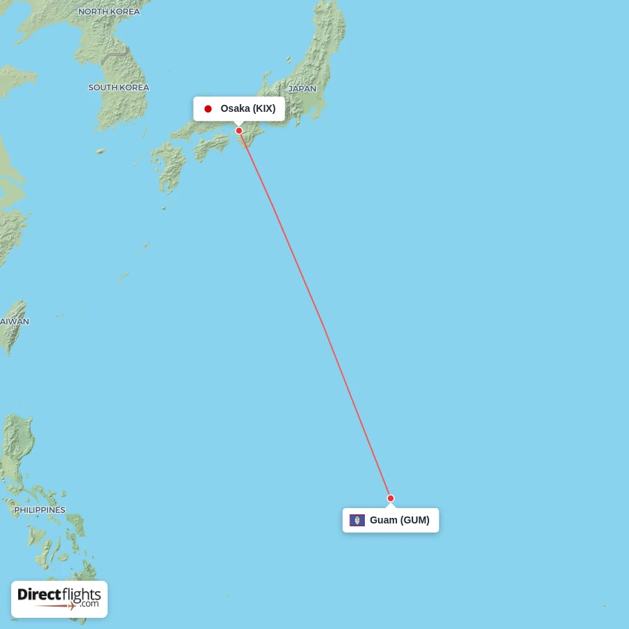 GUM - KIX route map
