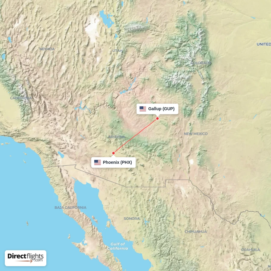 GUP - PHX route map