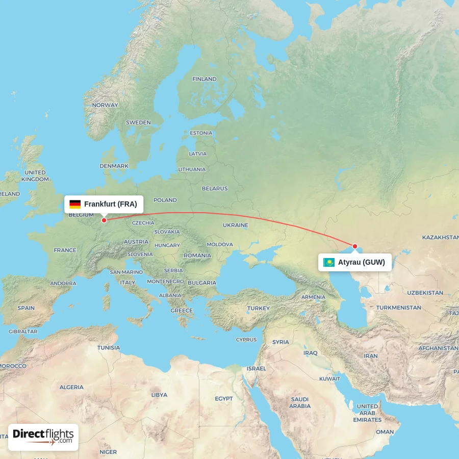 GUW - FRA route map