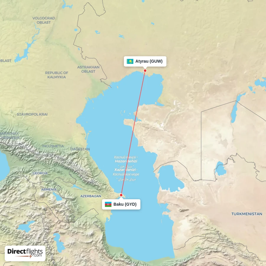 GUW - GYD route map
