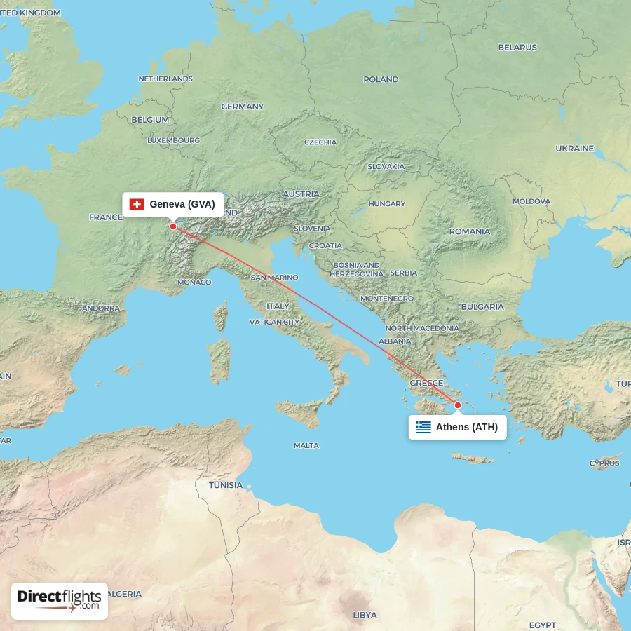 GVA - ATH route map