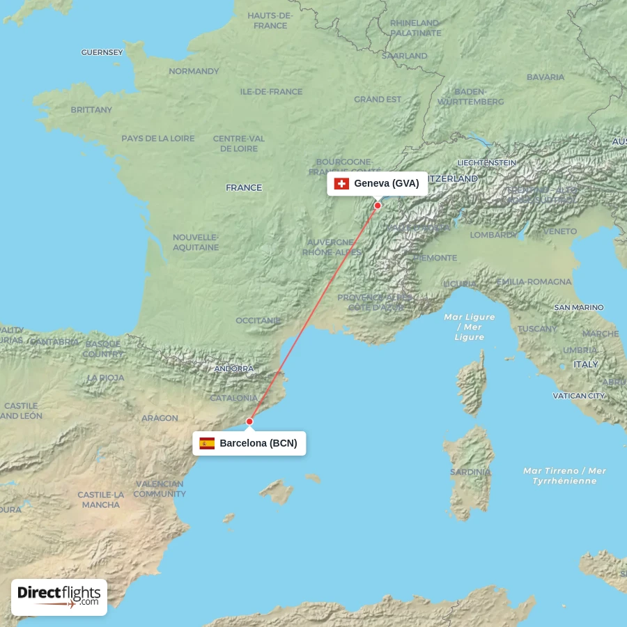 GVA - BCN route map