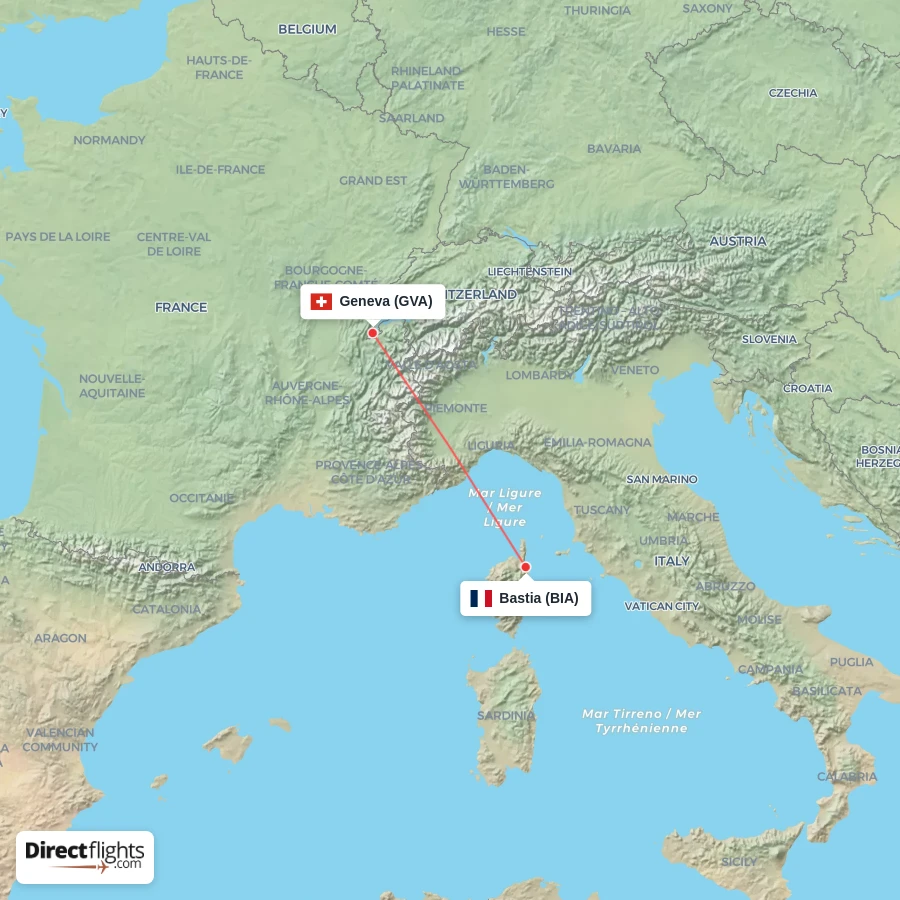 GVA - BIA route map
