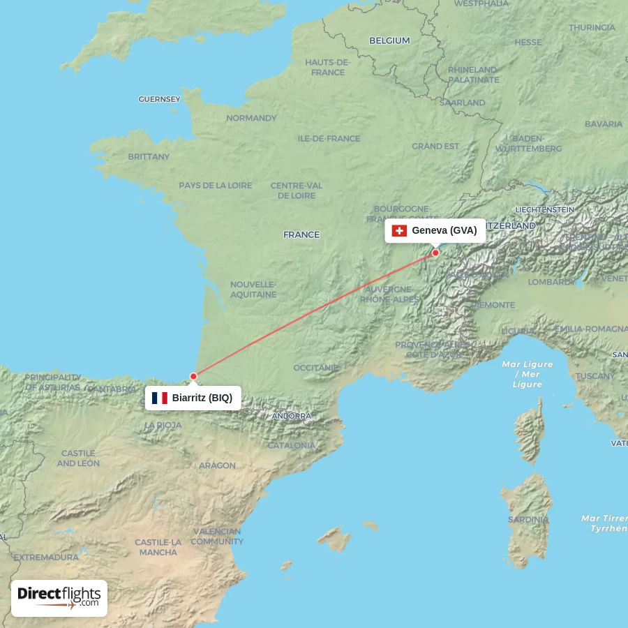 GVA - BIQ route map