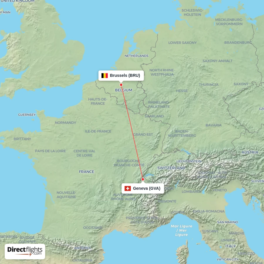 GVA - BRU route map