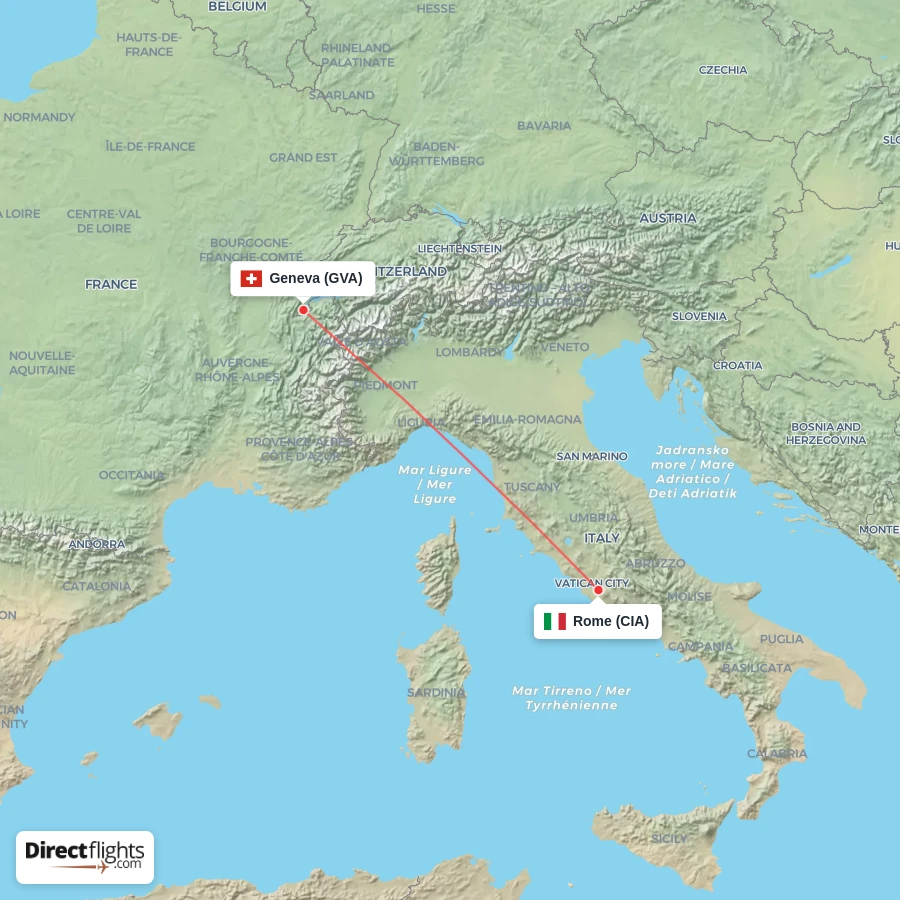 GVA - CIA route map