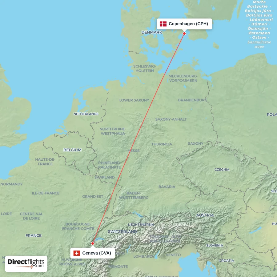 GVA - CPH route map