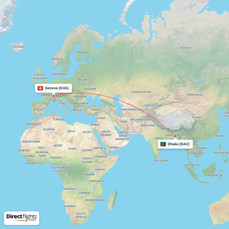 GVA - DAC route map