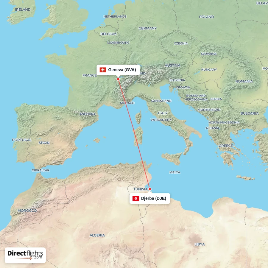 GVA - DJE route map