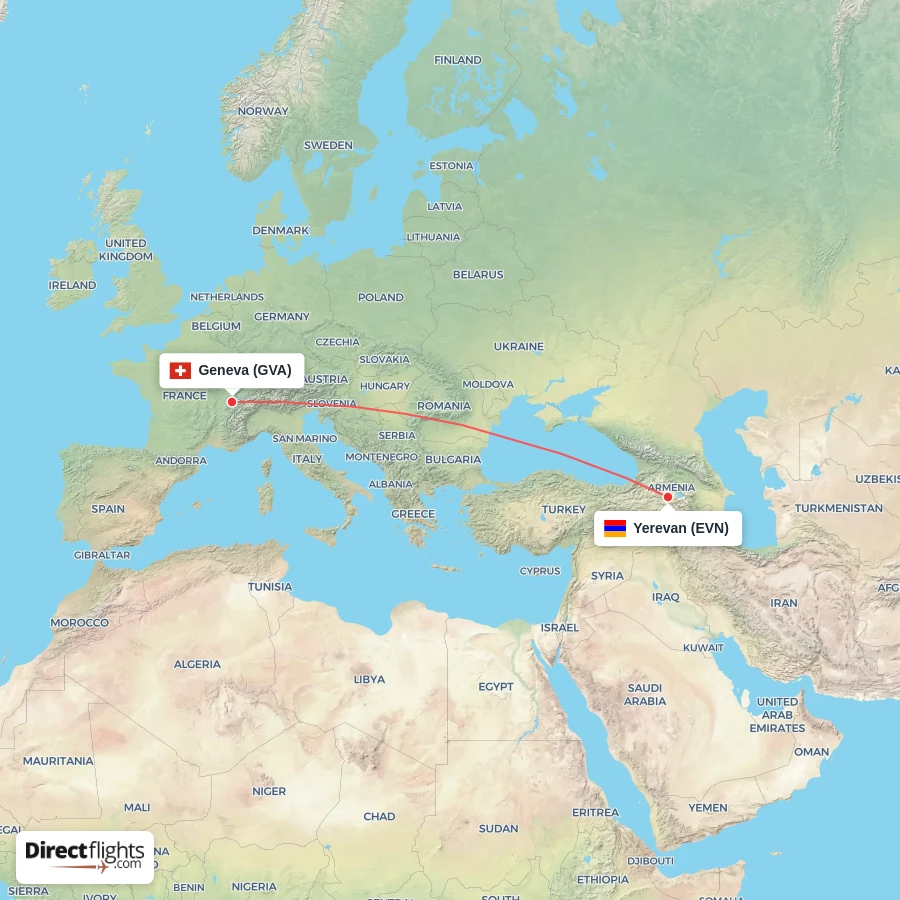 GVA - EVN route map