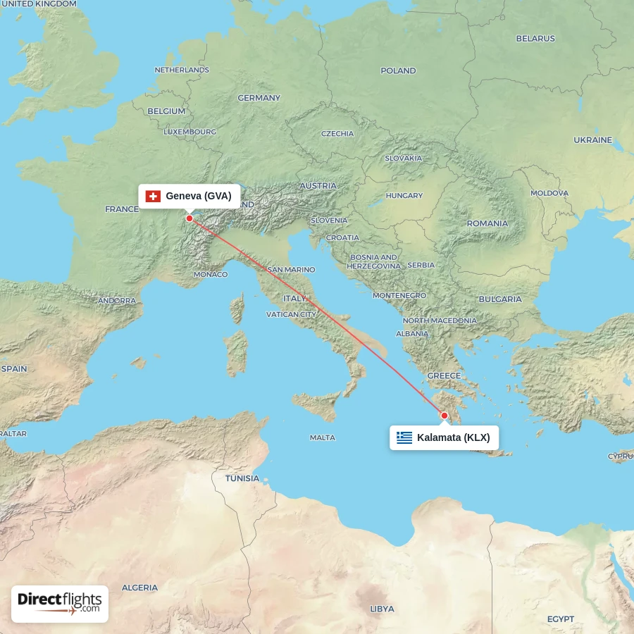 GVA - KLX route map