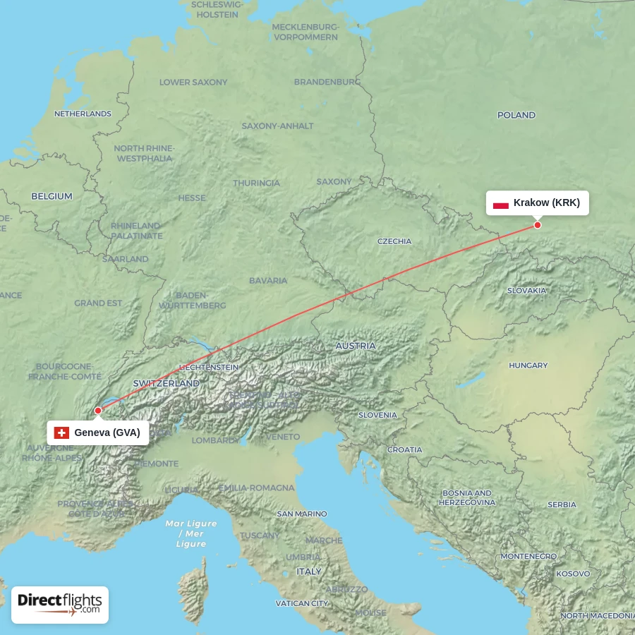 GVA - KRK route map