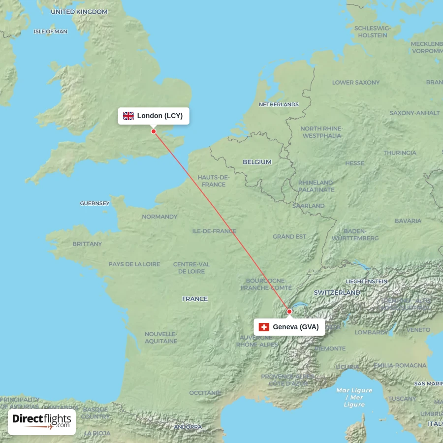 GVA - LCY route map