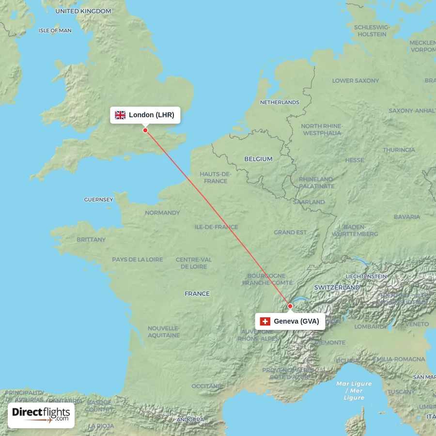 GVA - LHR route map