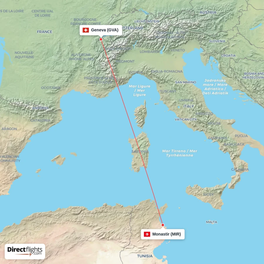 GVA - MIR route map
