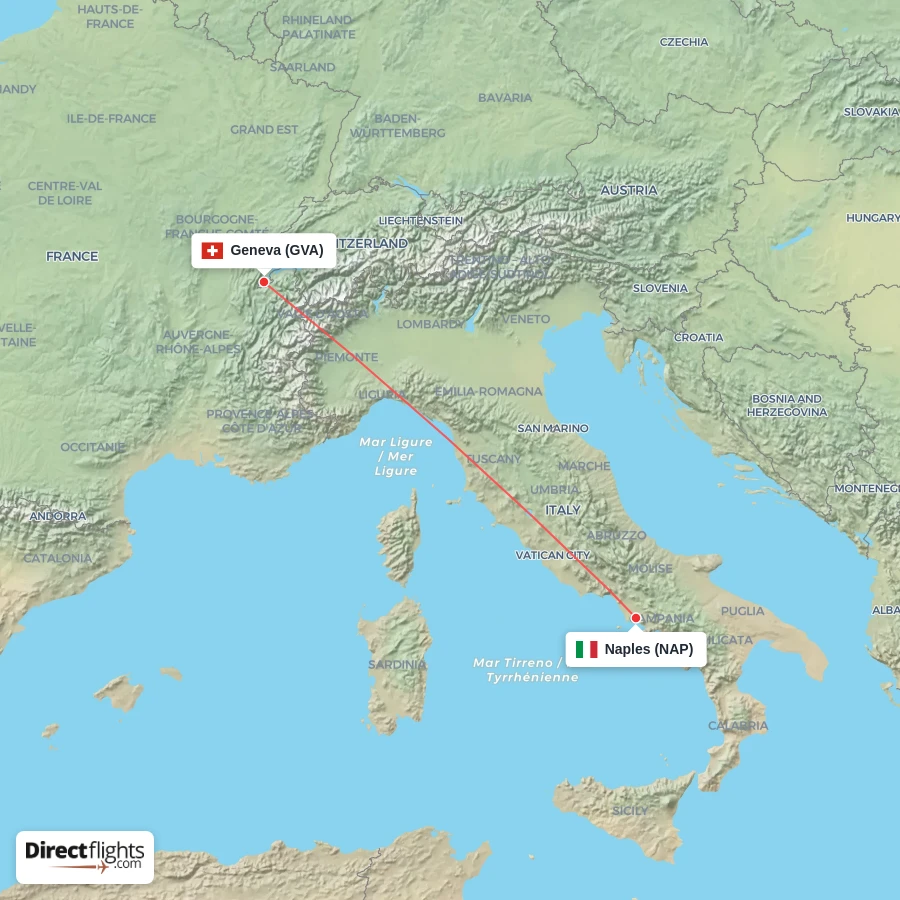 GVA - NAP route map