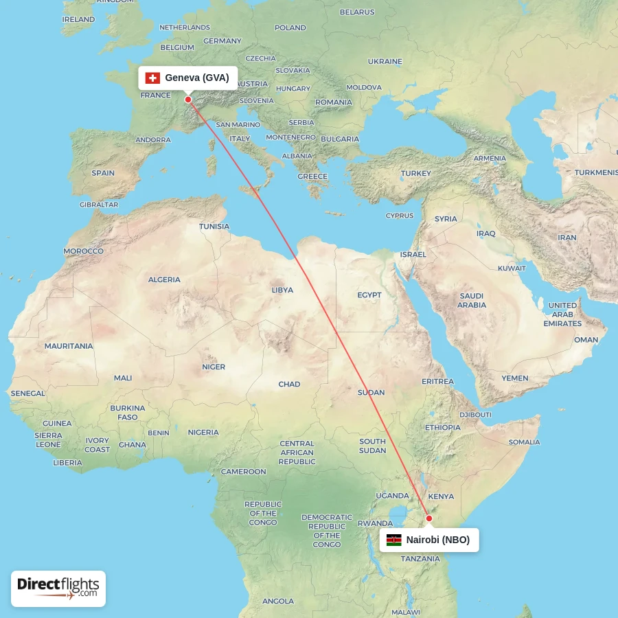 GVA - NBO route map