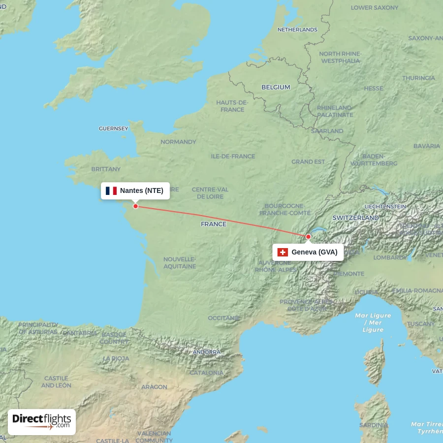 GVA - NTE route map